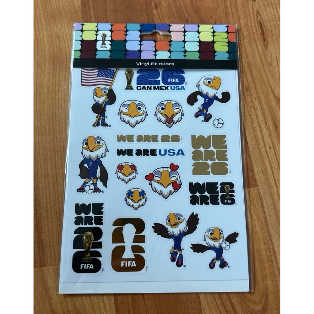 FIFA World Cup 2026 Official USA Mascot Sticker Sheet - Vinyl Decals New